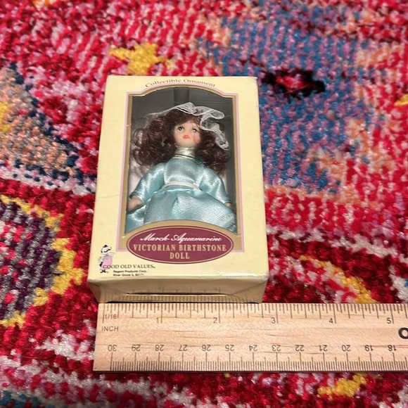 Victorian Style Birthstone Doll Ornament:  March Aquamarine - Picture 4 of 4